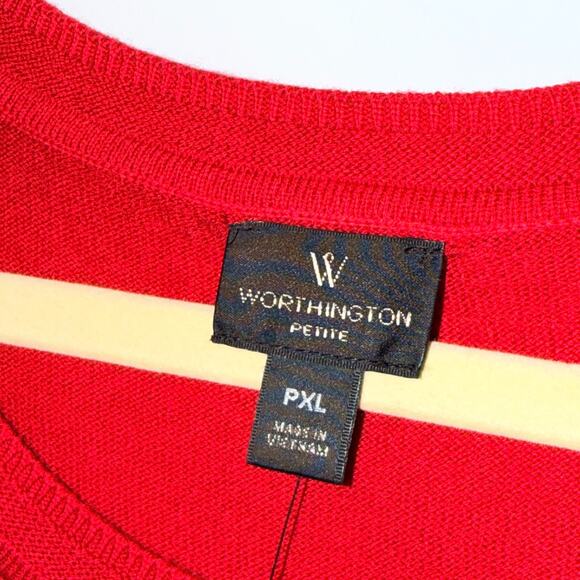 Worthington Womens NWT Sweater Size Petite XL Cherry Red Crew Neck Classic - Picture 4 of 7